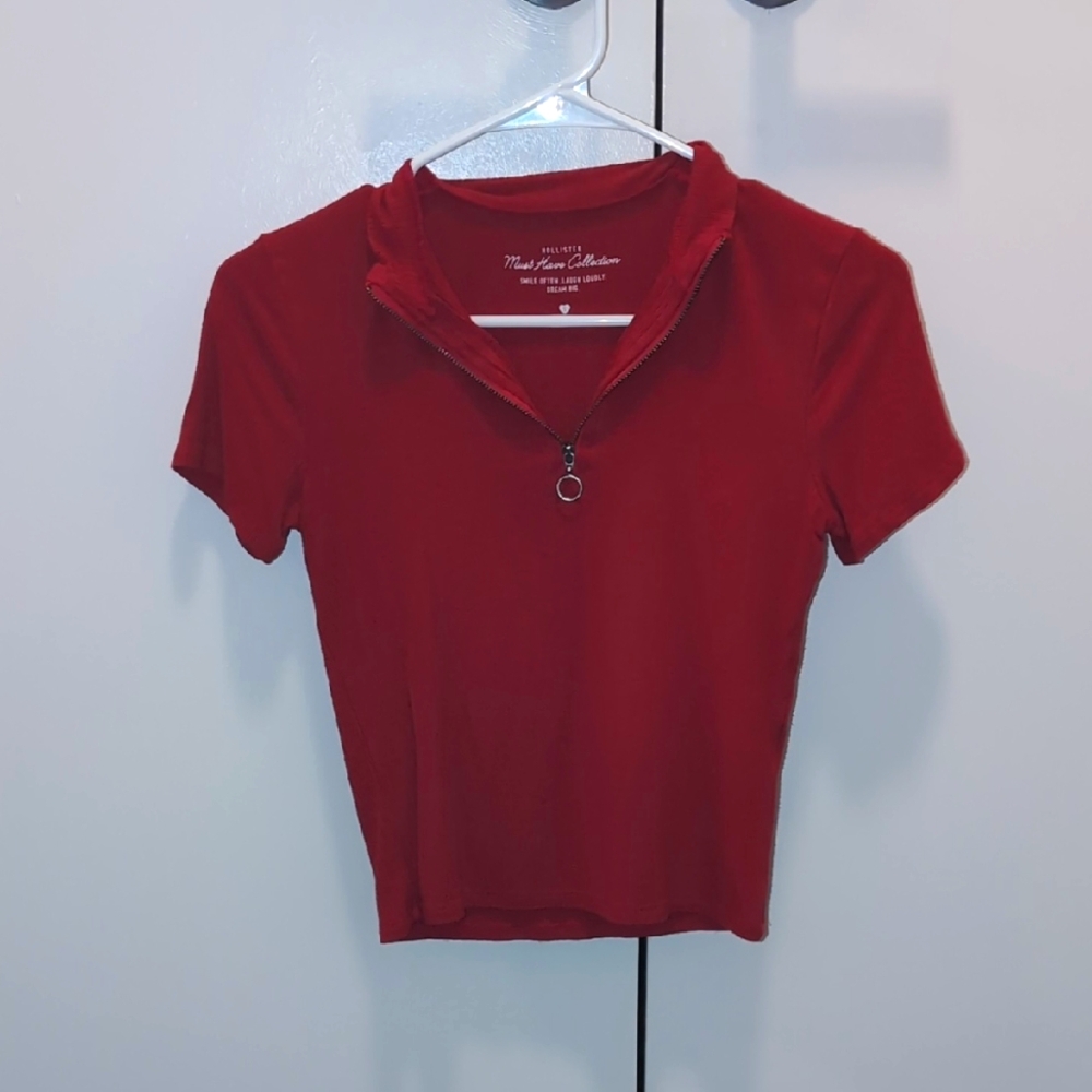 Hollister Red Women's Zip-Up Blouse